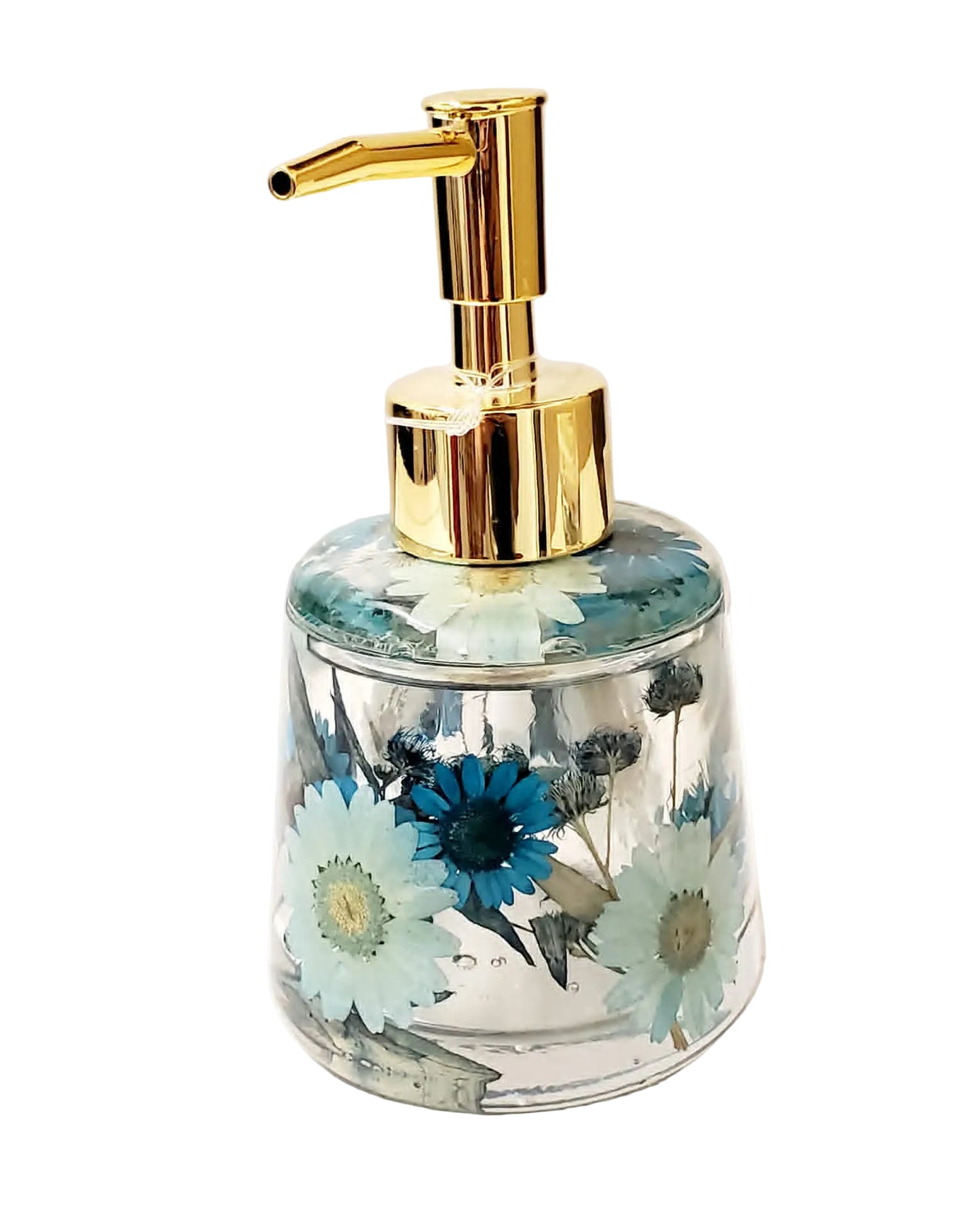 Pompe à savon en résine avec fleurs séchées