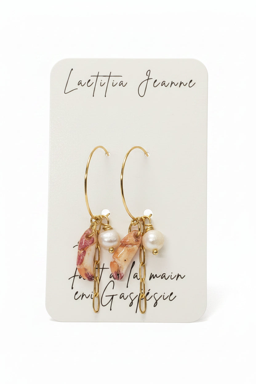 Boucles d’oreilles de la mer avec chaînette et perle d'eau douce – Laetitia Jeanne