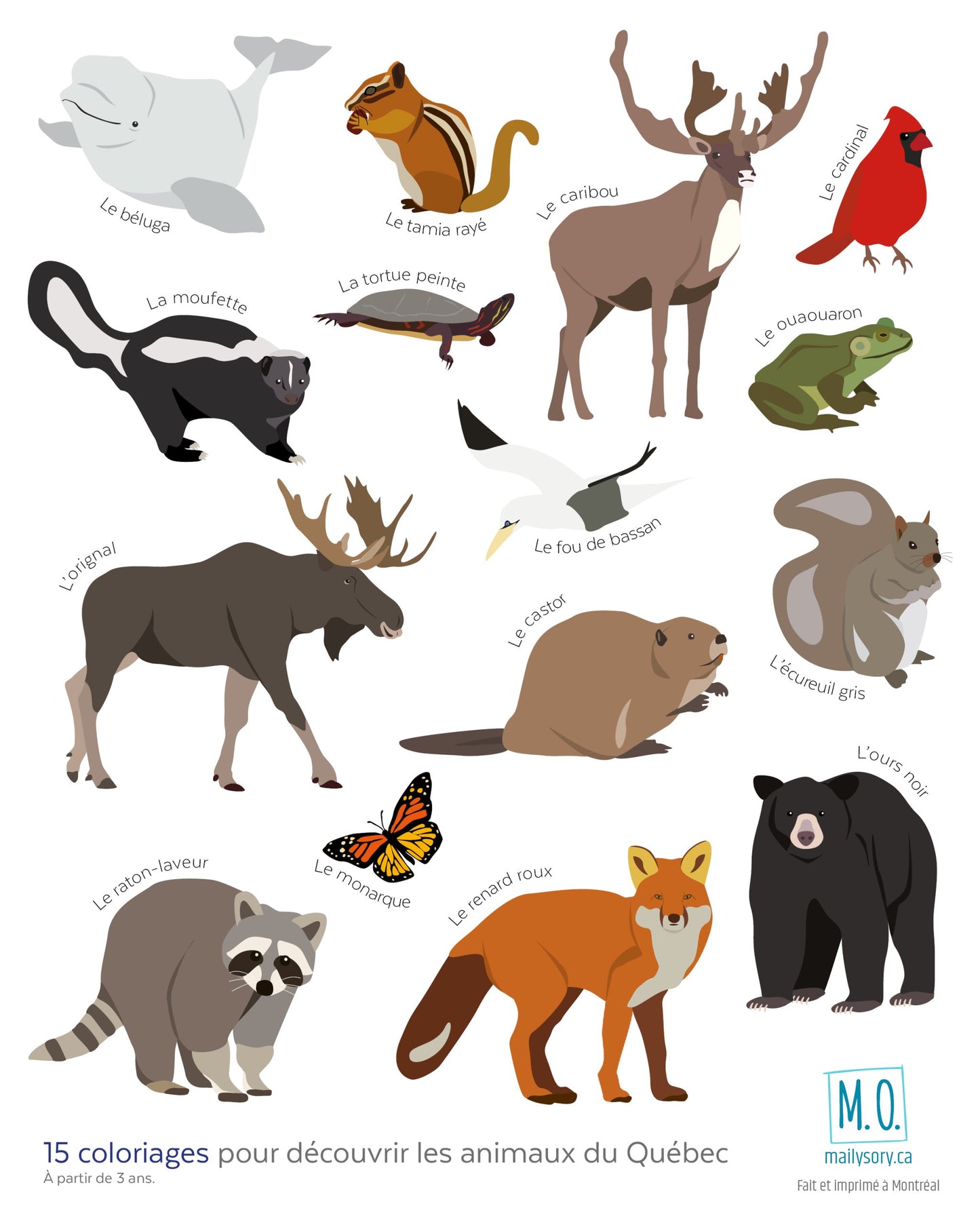 Cahier à colorier des animaux du Québec