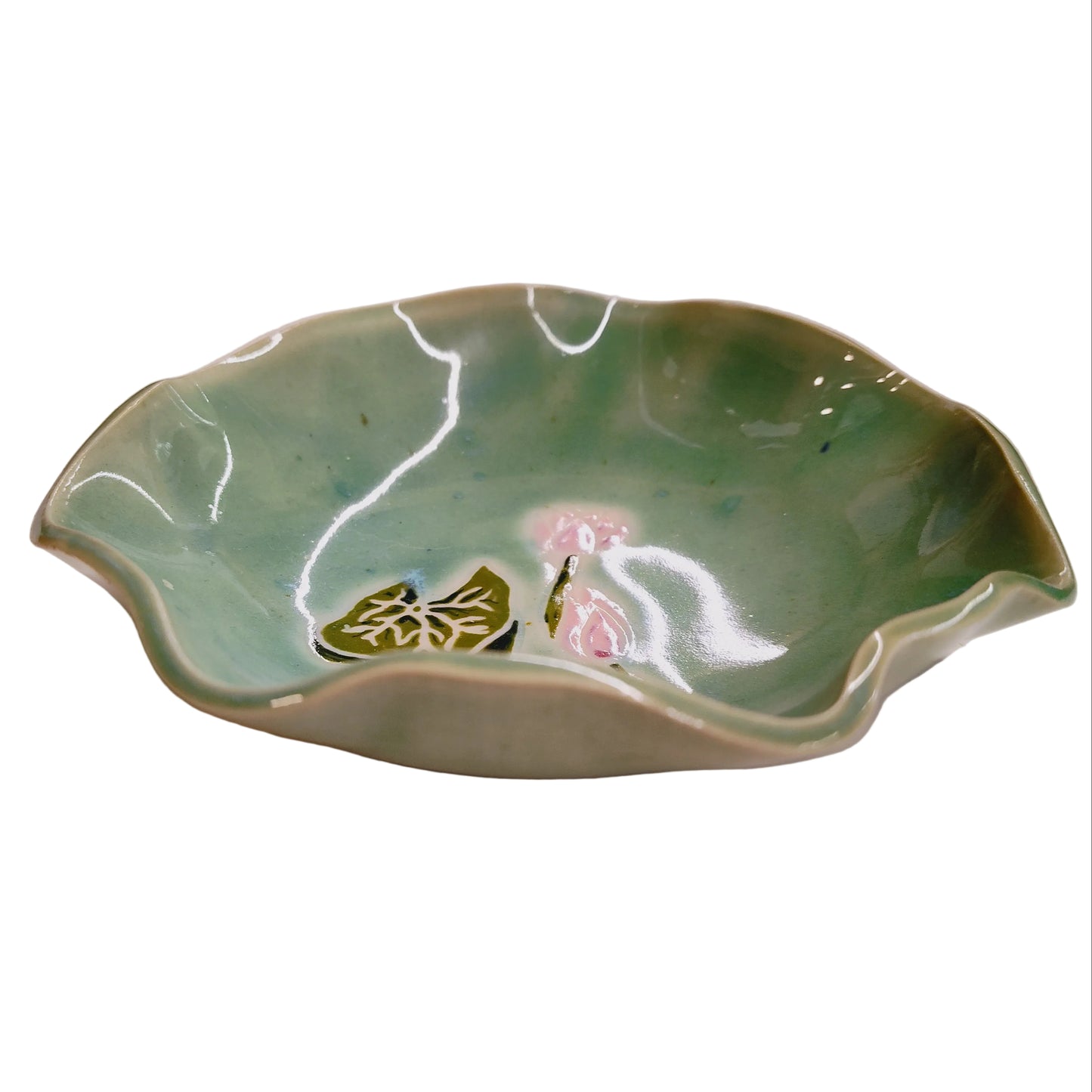 Assiette bleue nénuphar