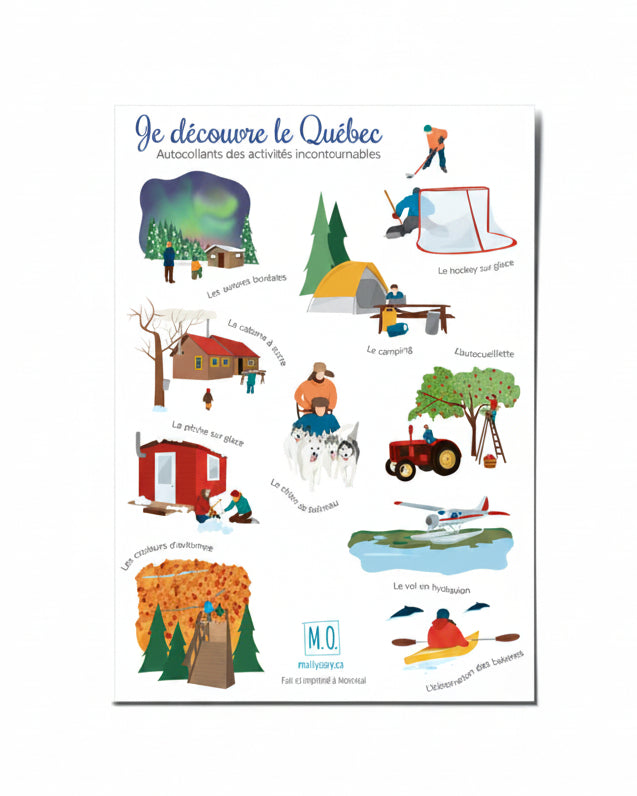 Activités du Québec - Planche d'autocollants