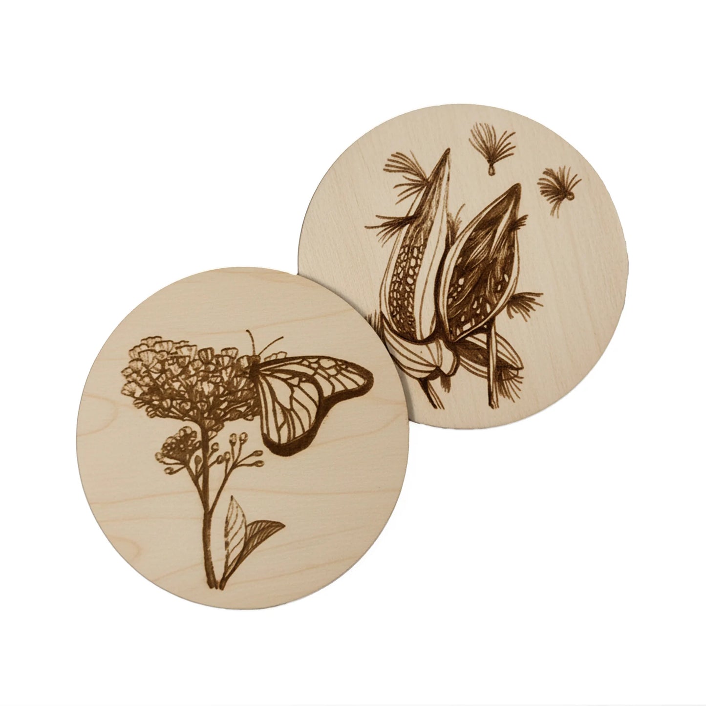 Sous-verres en bois Asclépiade et Monarque (2)