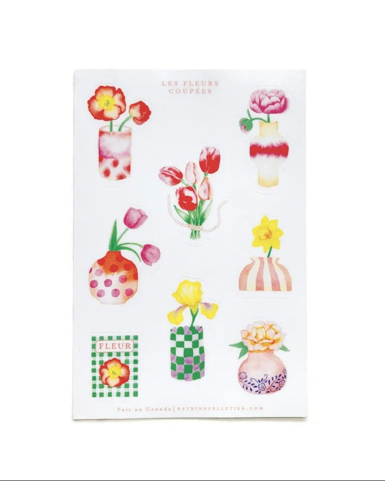 Feuille d'autocollants illustrés - Fleurs coupées - Katrinn Pelletier