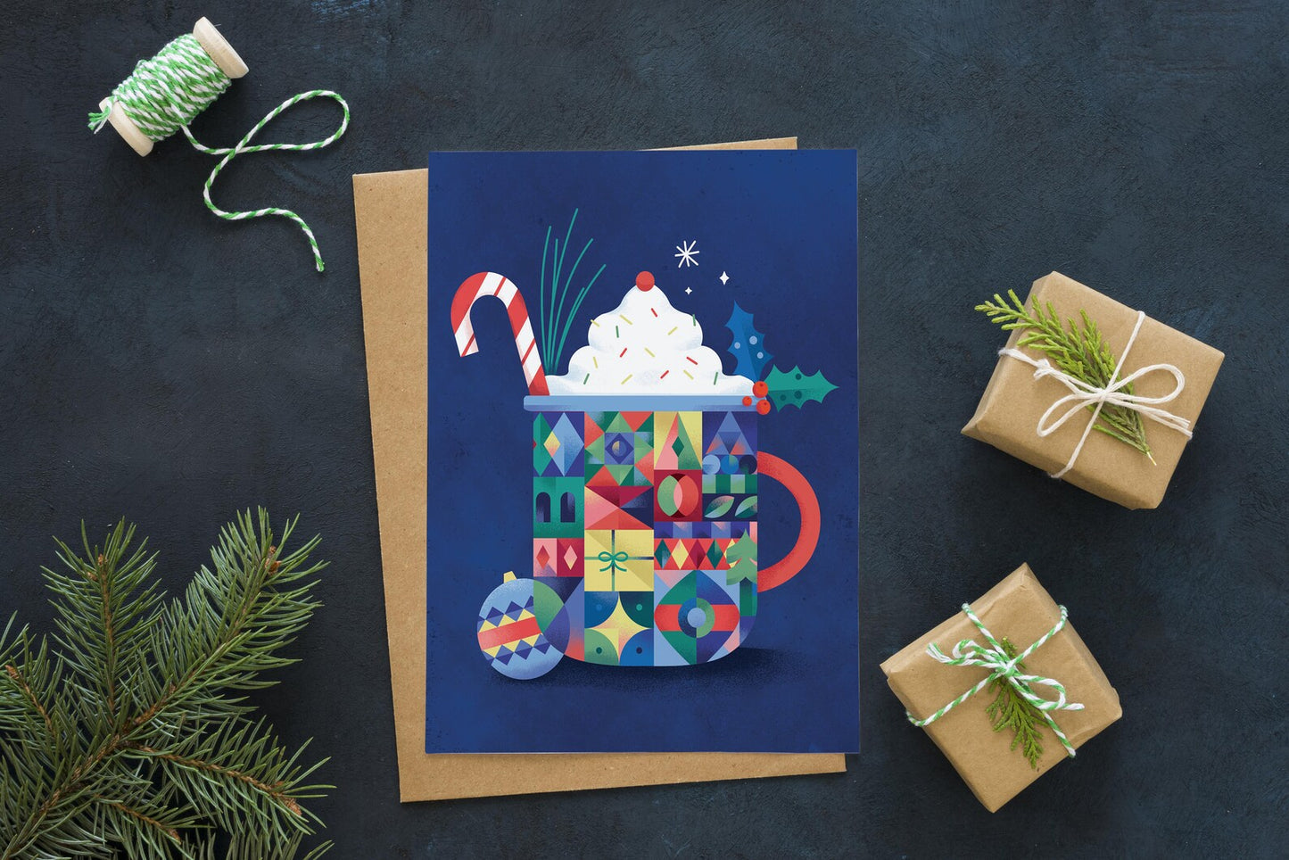Carte de Noël - Chocolat chaud