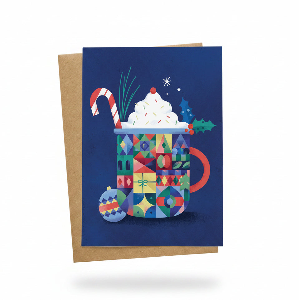 Carte de Noël - Chocolat chaud - Elaillce