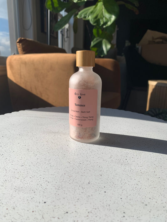 Sel de Bain ROMANCE 100g - Sel de l'Himalaya - Orange + Cèdre + Lavande + Ylang Ylang