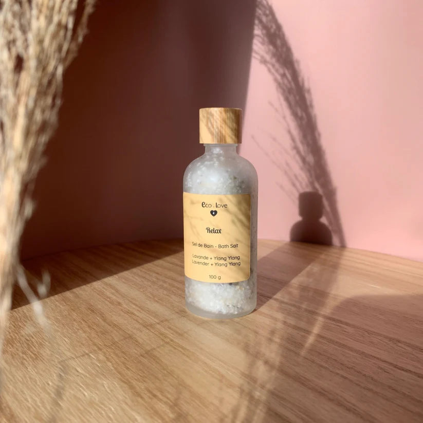 Sel de Bain RELAX 100g - Sel d'Epsom - Lavande + Eucalyptus + Ylang Ylang + Orange + Menthe Poivrée + Bergamote