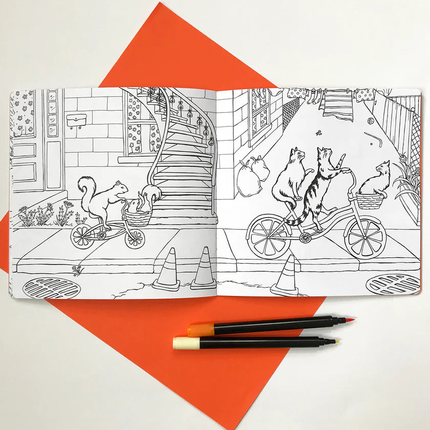 Cahiers à colorier, Animaux à vélo, de la forêt à la ville