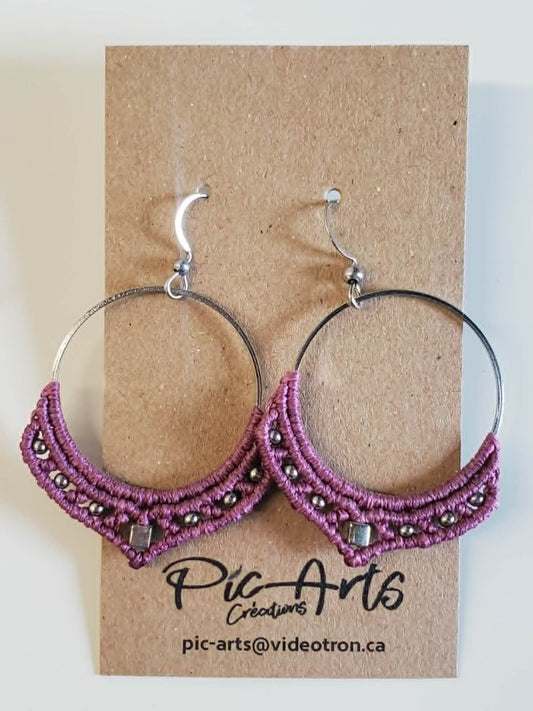 Boucles d'oreilles en macramé grandes - Pic-arts