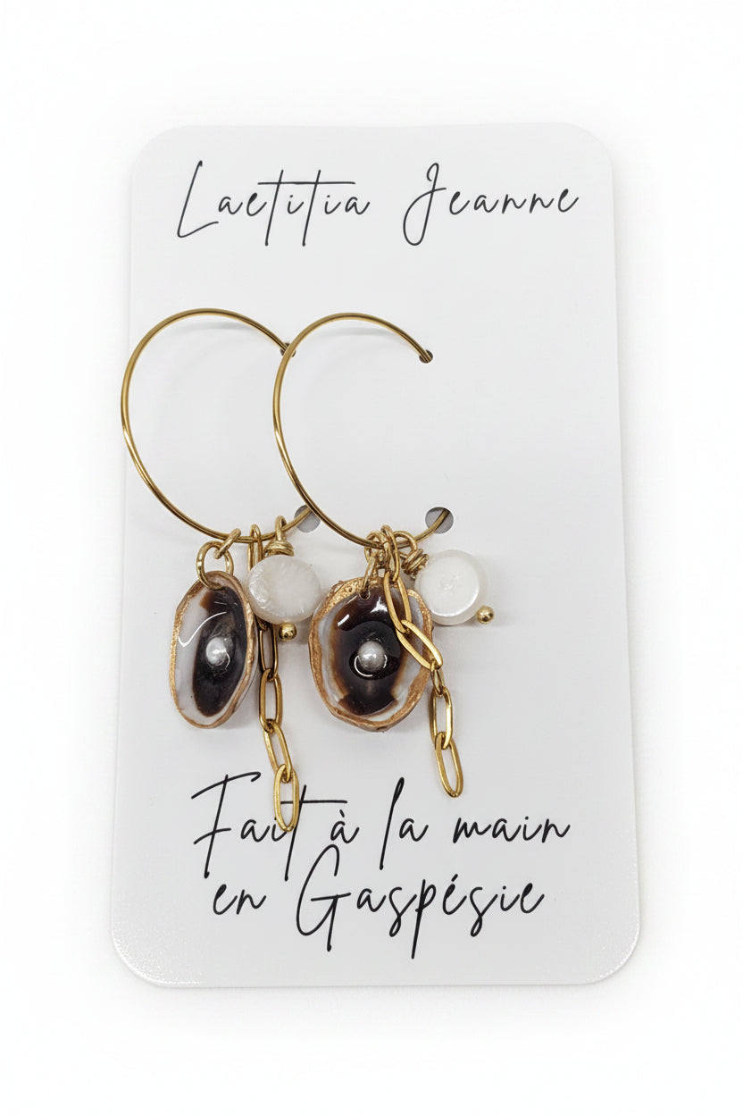 Boucles d’oreilles de la mer avec chaînette et perle d'eau douce – Laetitia Jeanne