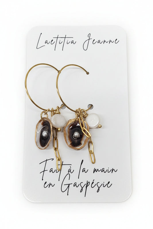Boucles d’oreilles de la mer avec chaînette et perle d'eau douce – Laetitia Jeanne