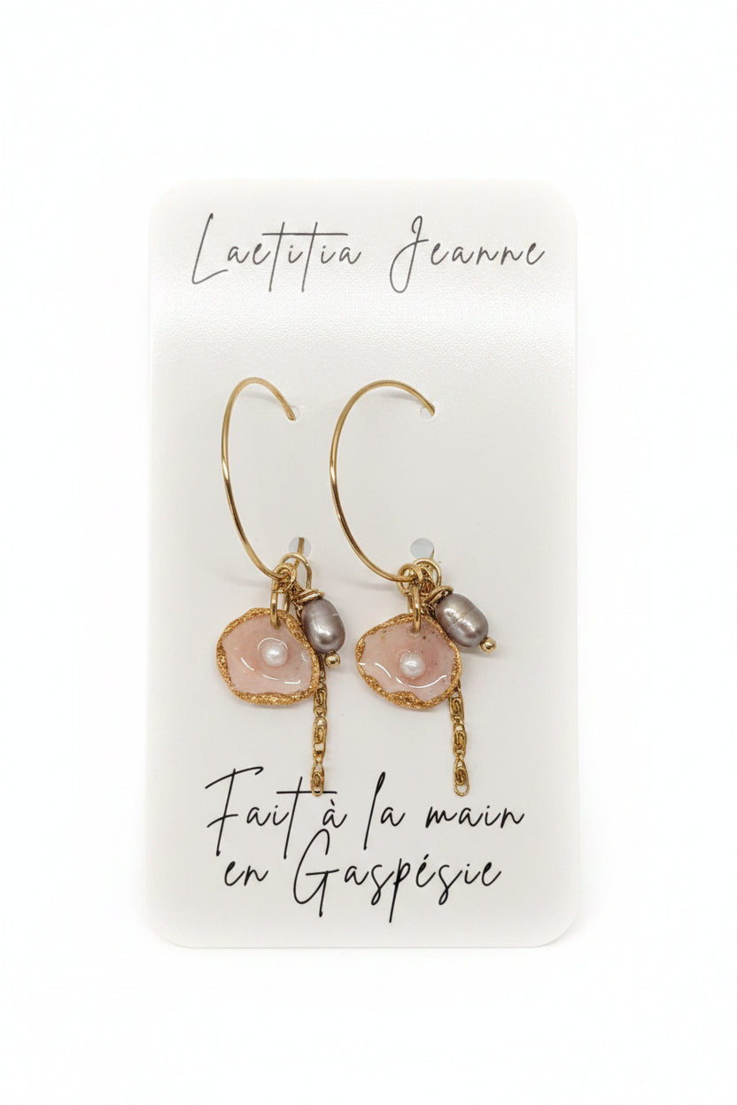 Boucles d’oreilles de la mer avec chaînette et perle d'eau douce – Laetitia Jeanne