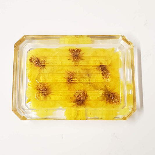 Porte-savon en résine avec fleurs séchées