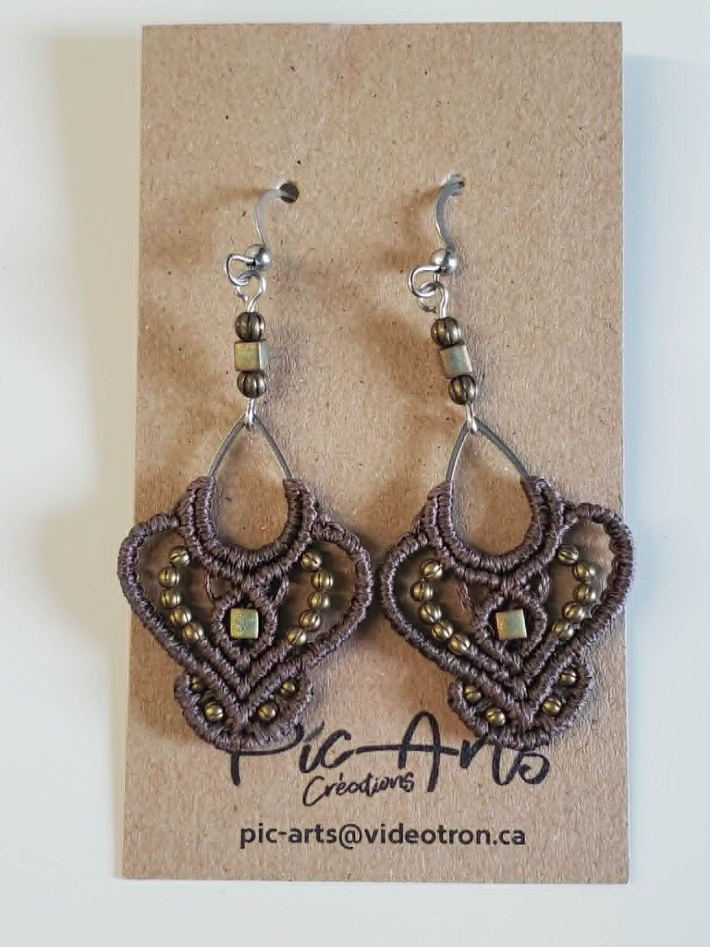 Boucles d'oreilles en macramé grandes - Pic-arts