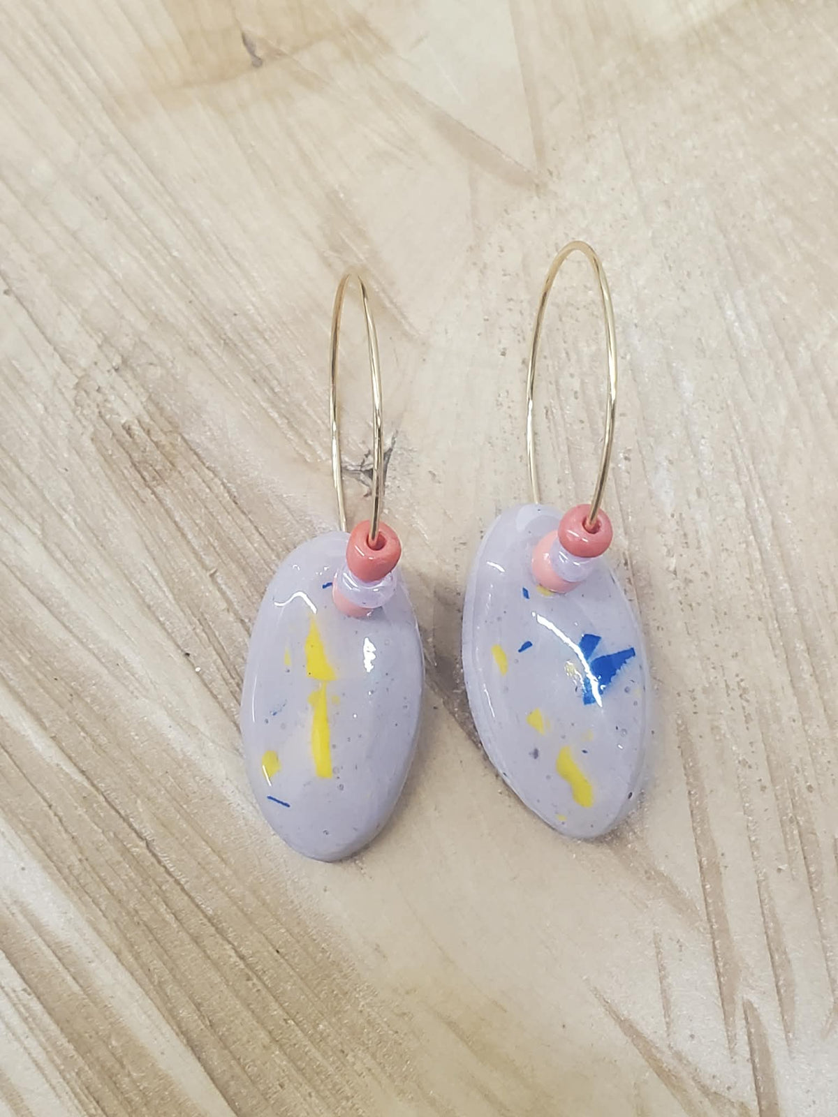 Boucles d'oreilles créoles terrazzo