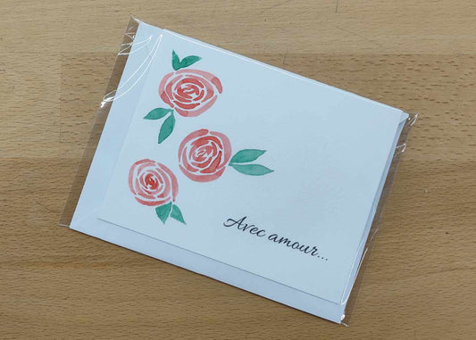 Carte aquarelle "Roses et Amour"