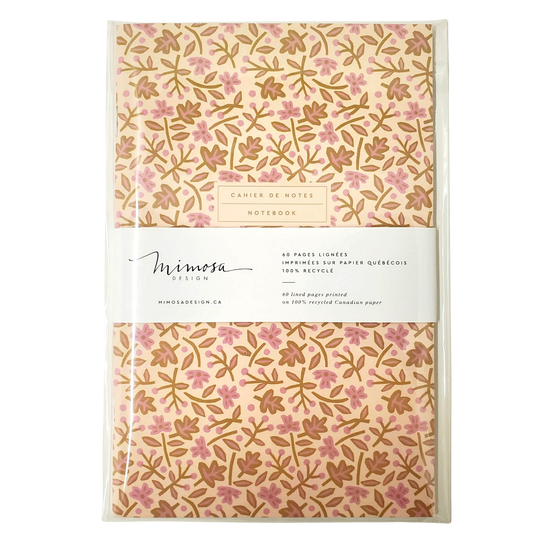 Cahier de notes Fleuri rose