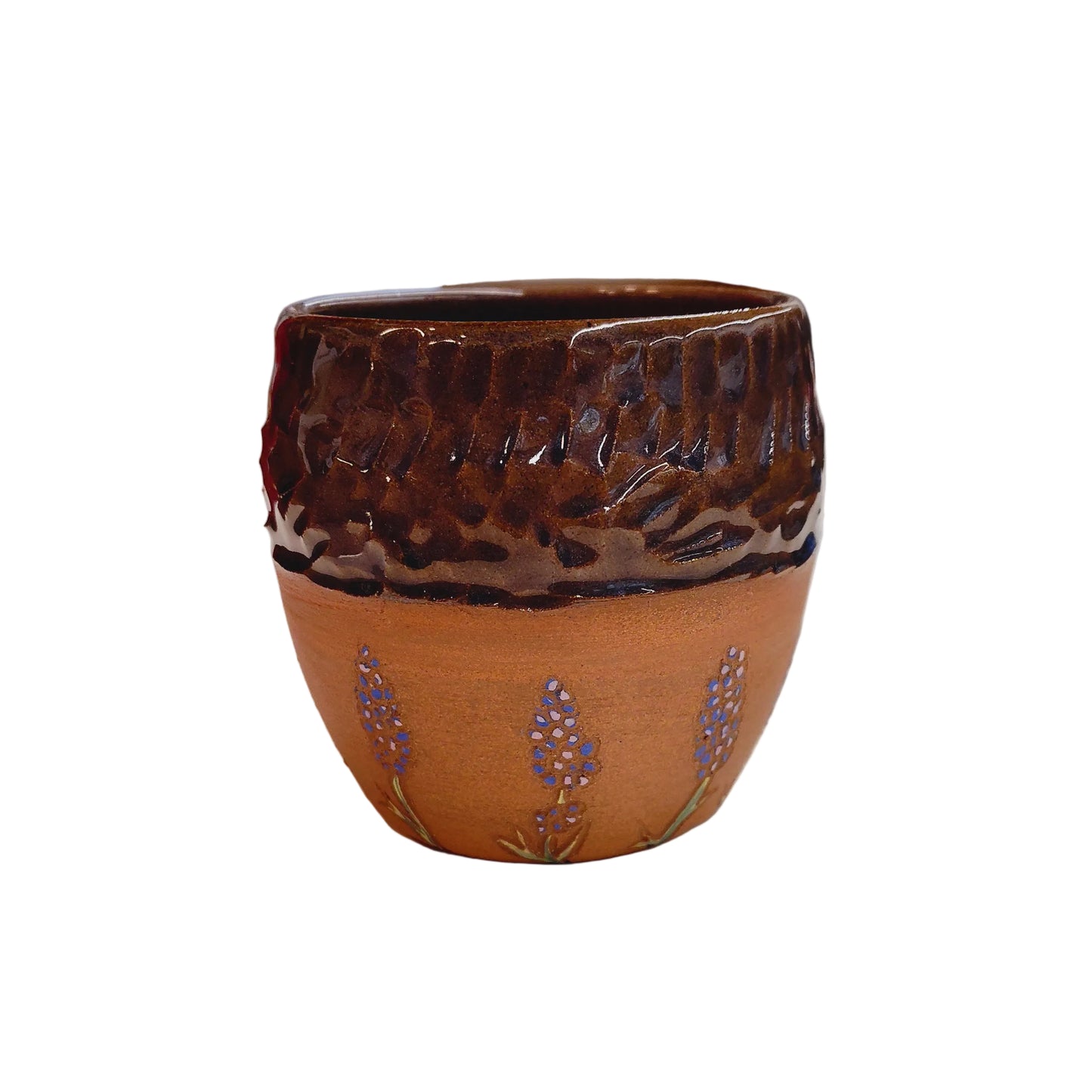 Cache-pot petites fleurs bleues