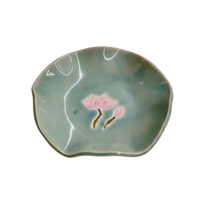 Assiette bleue nénuphar
