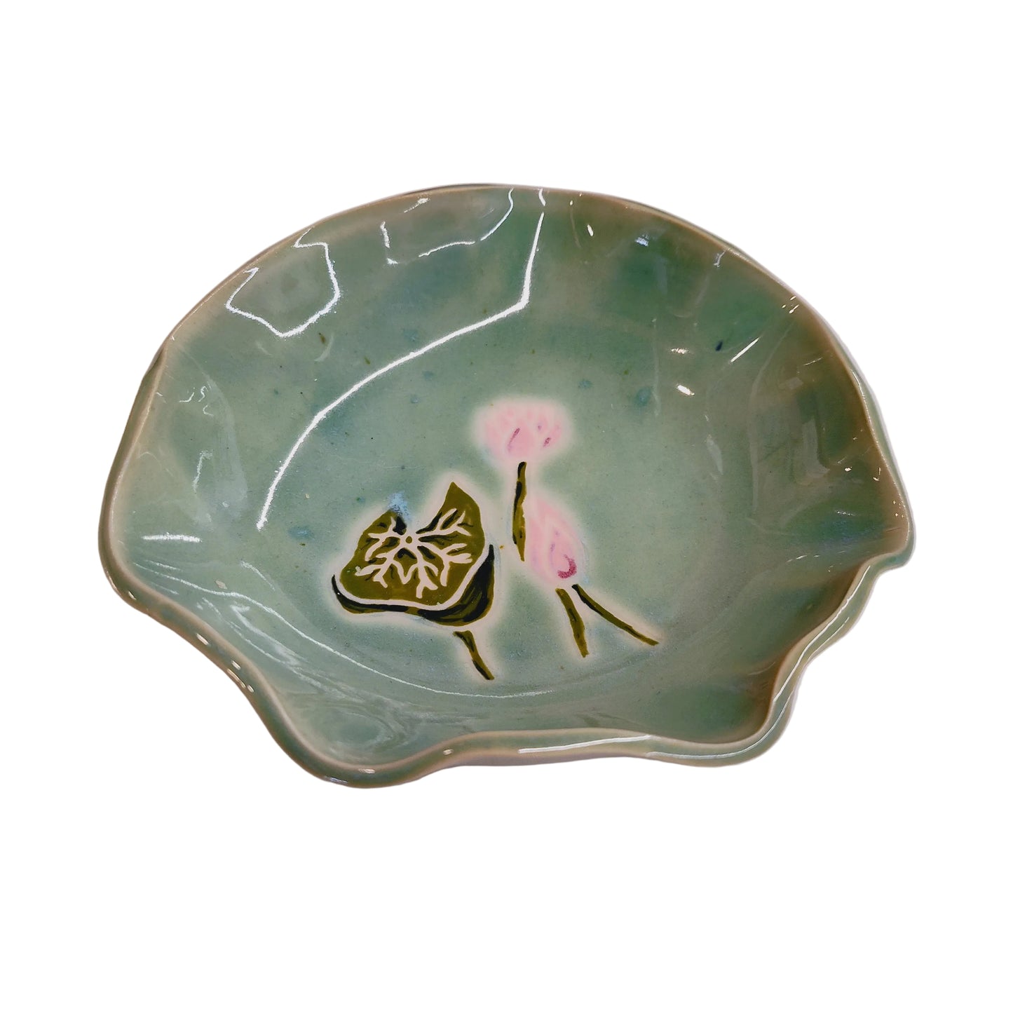 Assiette bleue nénuphar