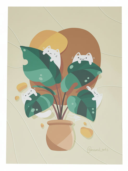 Chats et plante