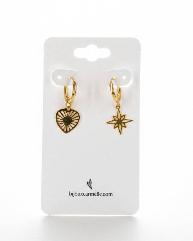 Clara - Boucles d'oreilles asymétriques - Bijoux Carmelle