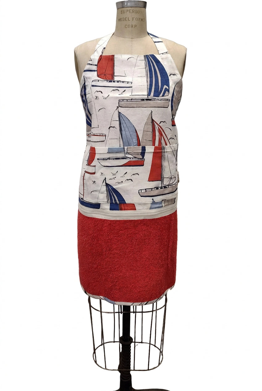 Tablier interchangeable - Voiliers bleus et rouges
