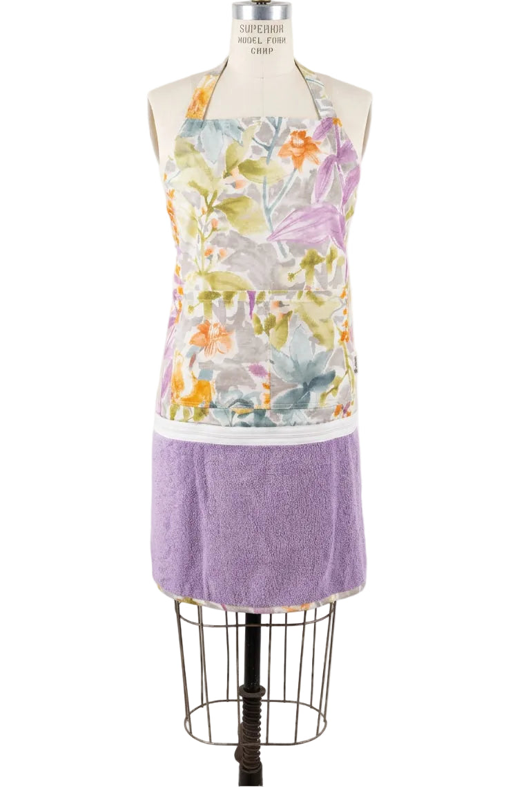 Tablier interchangeable - Aquarelle mauve et jaune