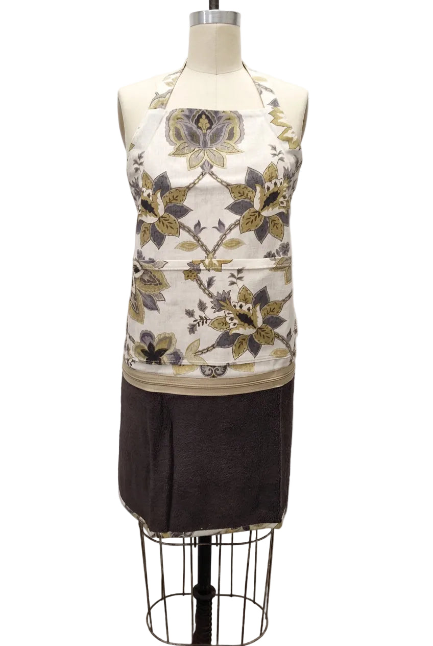 Tablier interchangeable - Fleurs brunes et grises