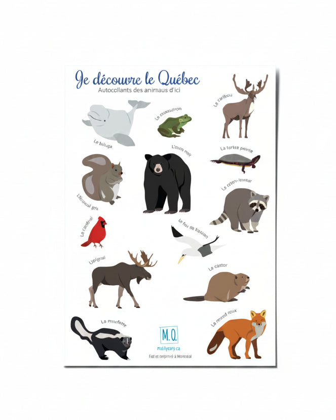 Les animaux du Québec - Planche d'autocollants