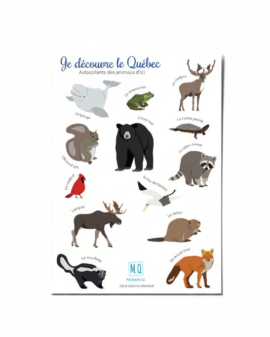 Les animaux du Québec - Planche d'autocollants