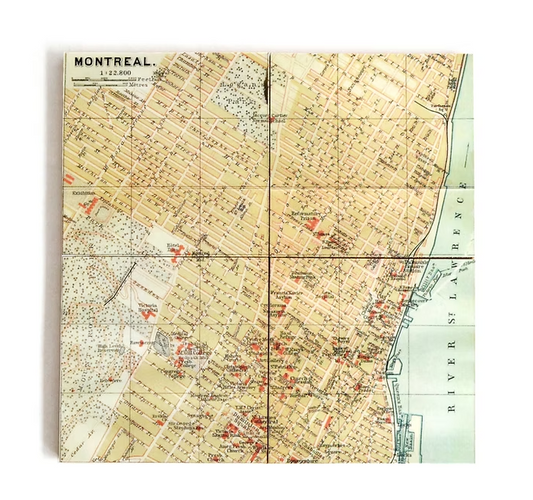 Vieille carte de Montréal - ensemble de 4 sous-verres