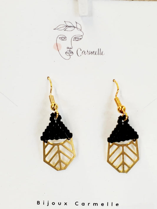 Boucles d’oreilles petites feuilles en perles de verre