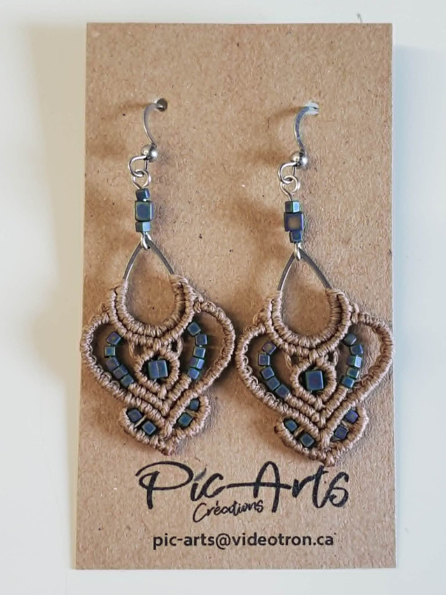 Boucles d'oreilles en macramé grandes - Pic-arts