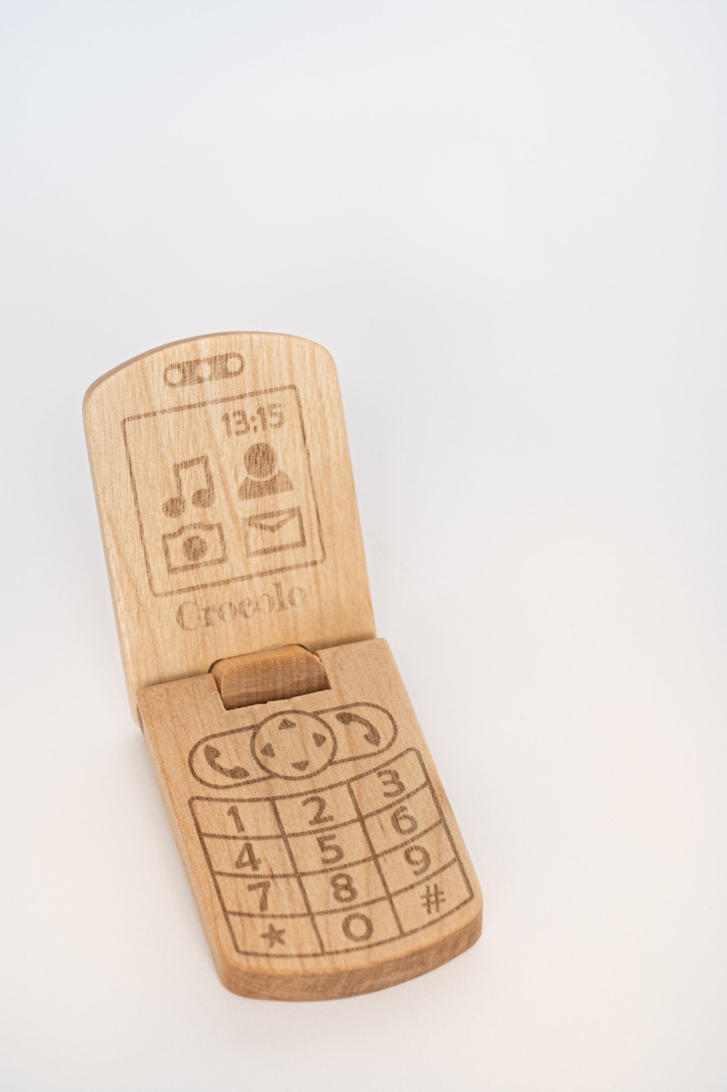 Téléphone flip en bois