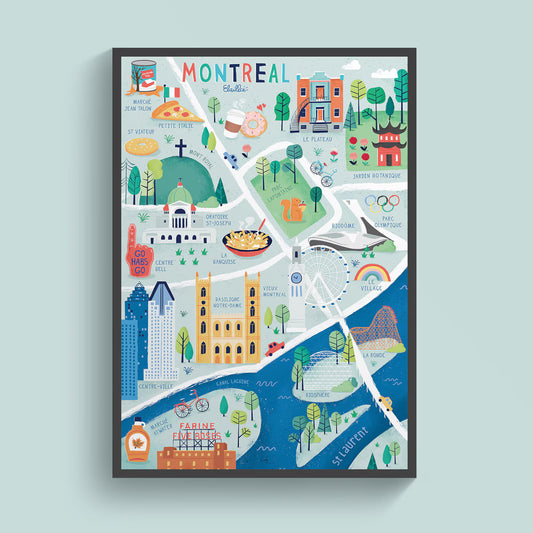 Carte de Montréal - Affiche