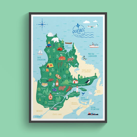 Carte du Québec - Affiche