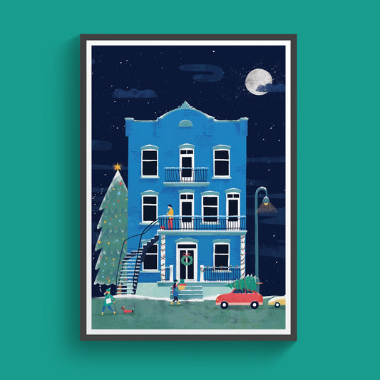 Façade de Montréal en hiver - Affiche