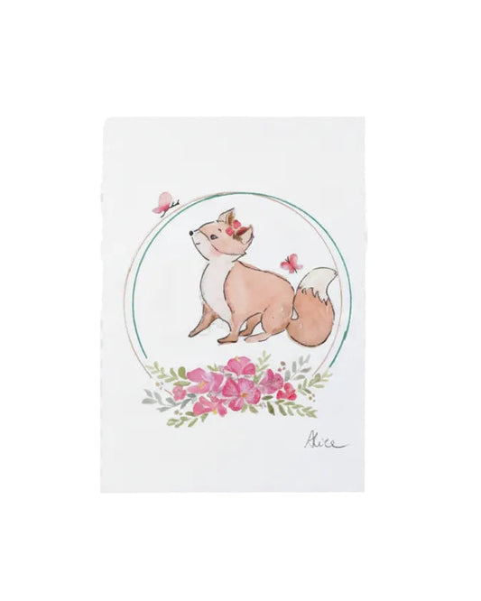 Petit renard avec fleurs
