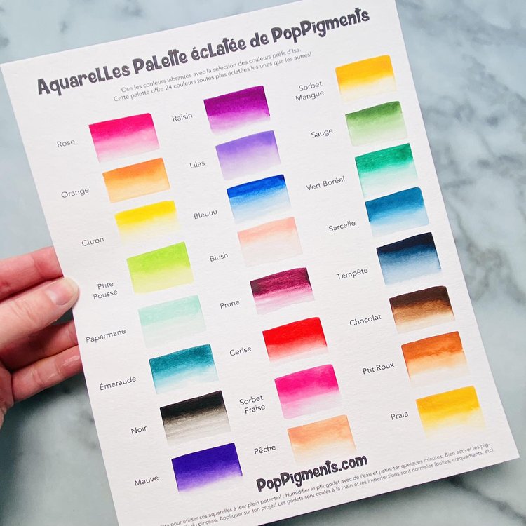 Palette éclatée de 12 couleurs - Aquarelles