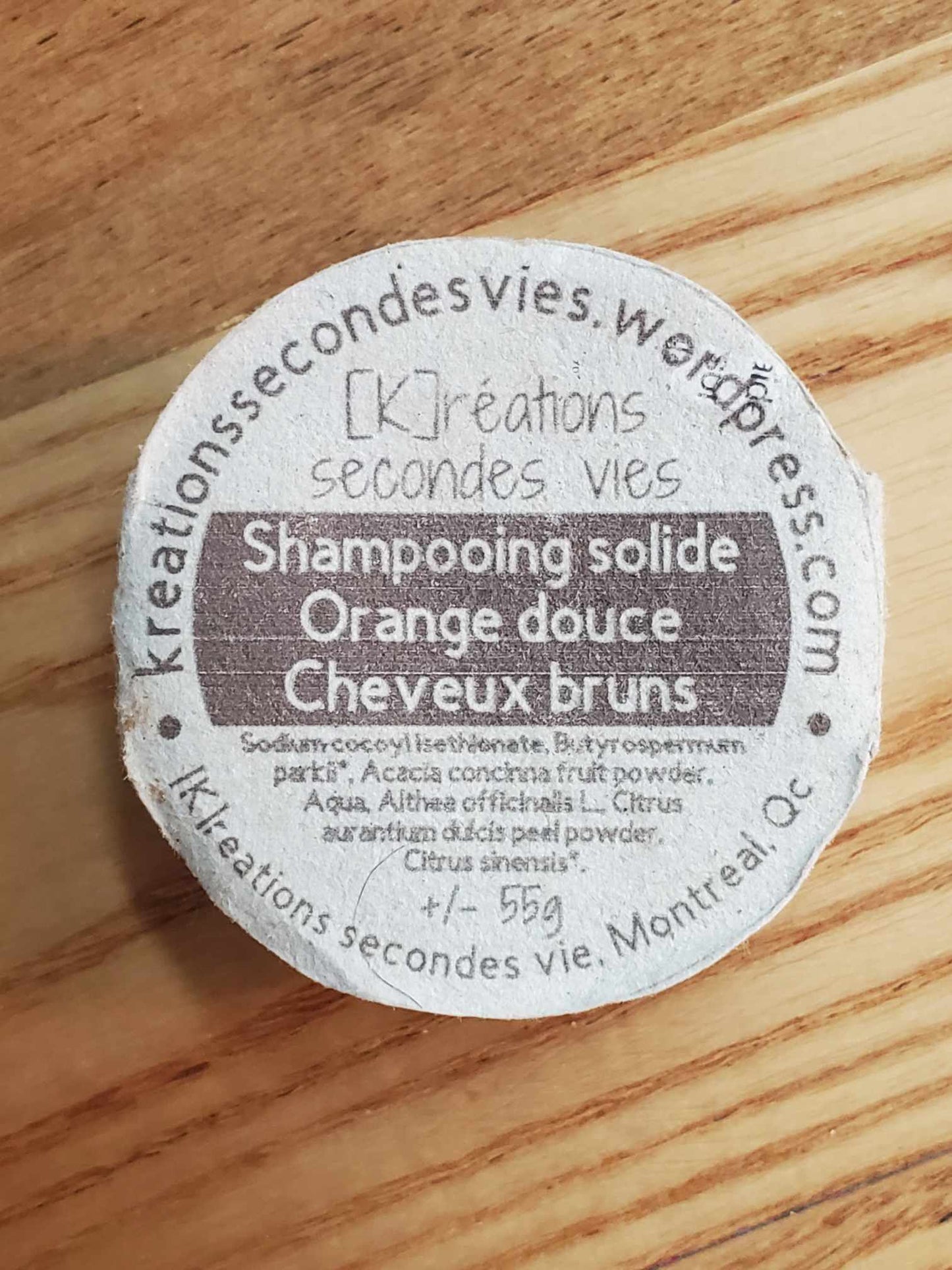 Shampooing solide - Cheveux bruns - Orange douce